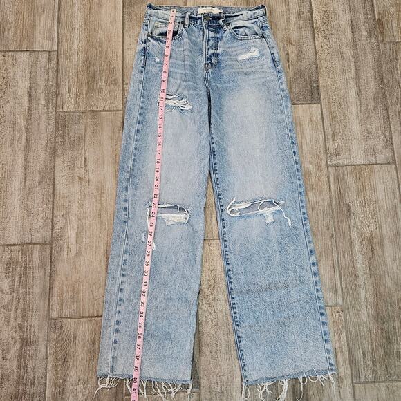 Hidden Jeans Wide Leg Distressed Button Fly Denim Women’s 25 Light Wash Grunge - Picture 6 of 14